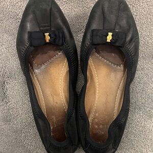 Ferragamo Black Leather Women's Flats